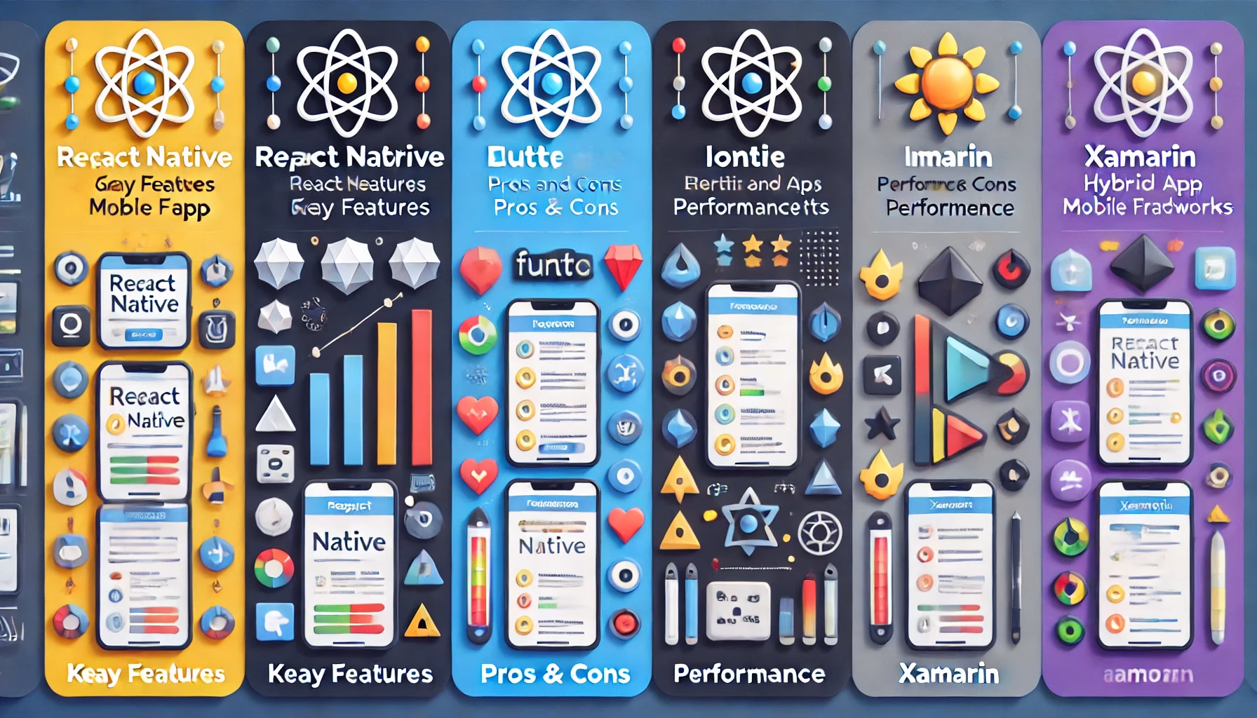 React Native vs Flutter, Ionic vs Xamarin, best hybrid app framework, mobile app development
